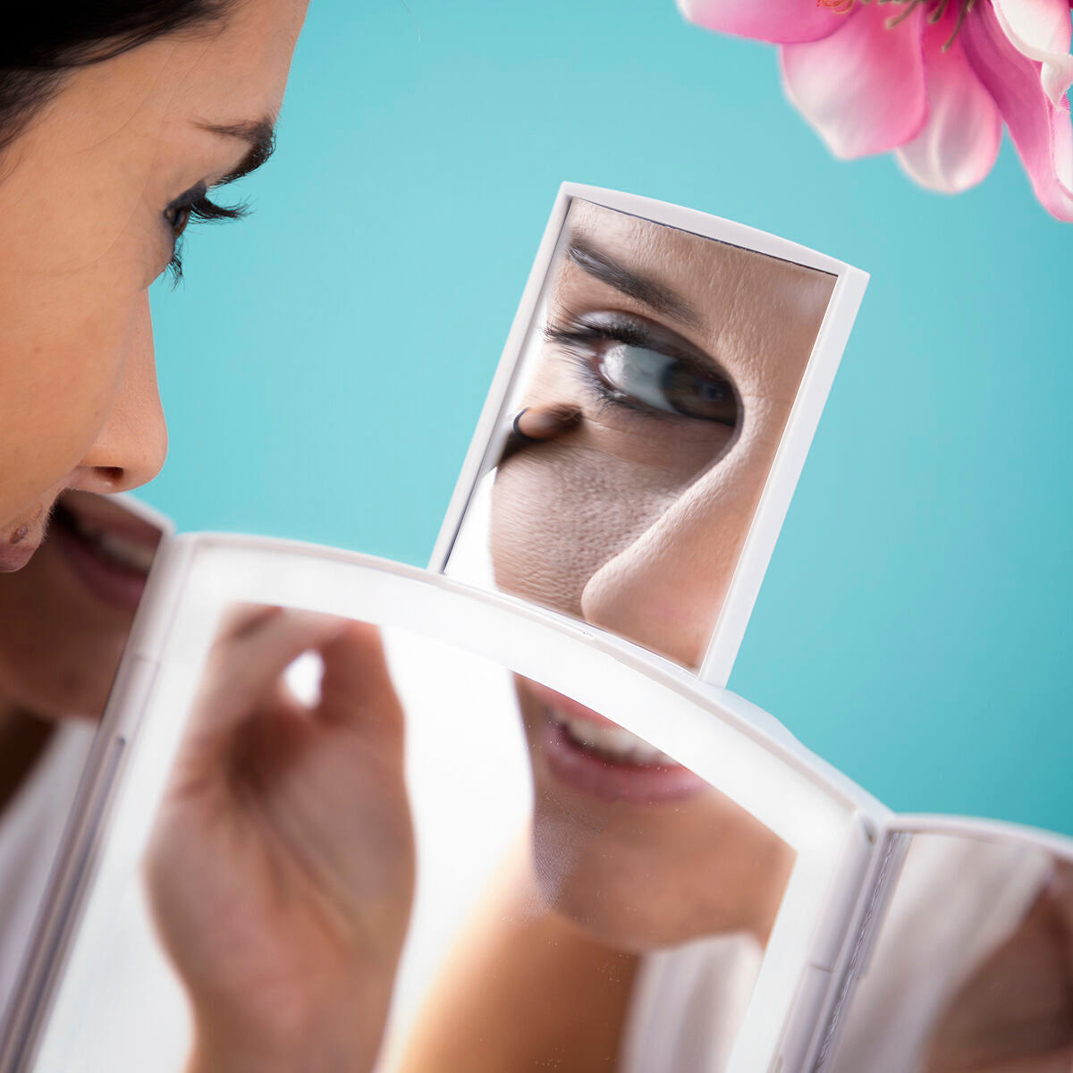 3-In-1 Folding LED Mirror with Make-up Organiser