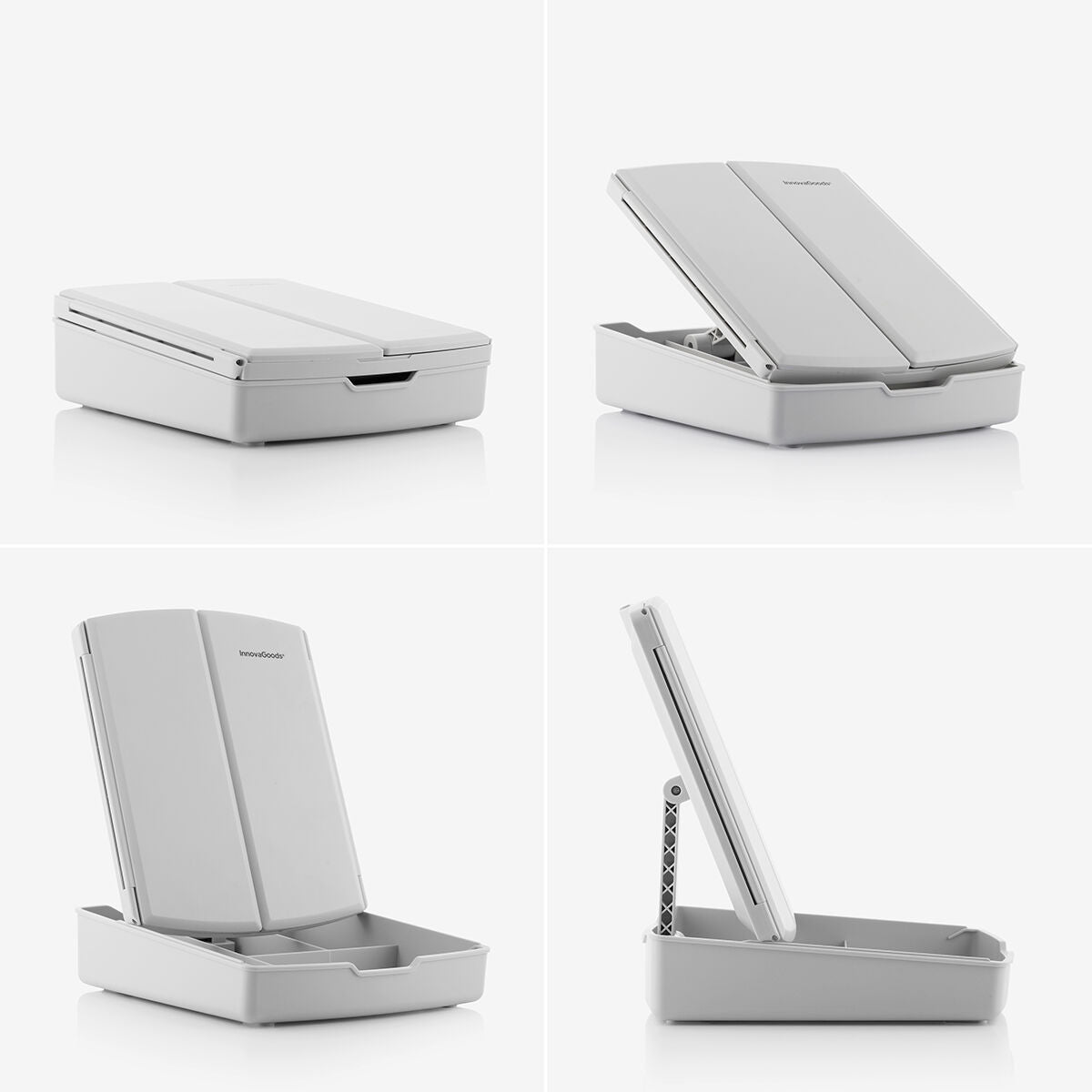 3-In-1 Folding LED Mirror with Make-up Organiser